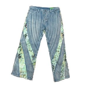 Jaded London x Sydney Take Em Off Green Organism Print Jeans